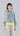 Front view of Psophía cropped double-breasted blazer with classic lapel, buttoned cuffs and structured silhouette