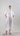 Front view of cotton palazzo pants showing elastic waistband, soft drape and relaxed, premium contemporary fit.
