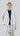 Cropped double pinstripe blazer shown from the front, featuring a notched lapel and structured fit.